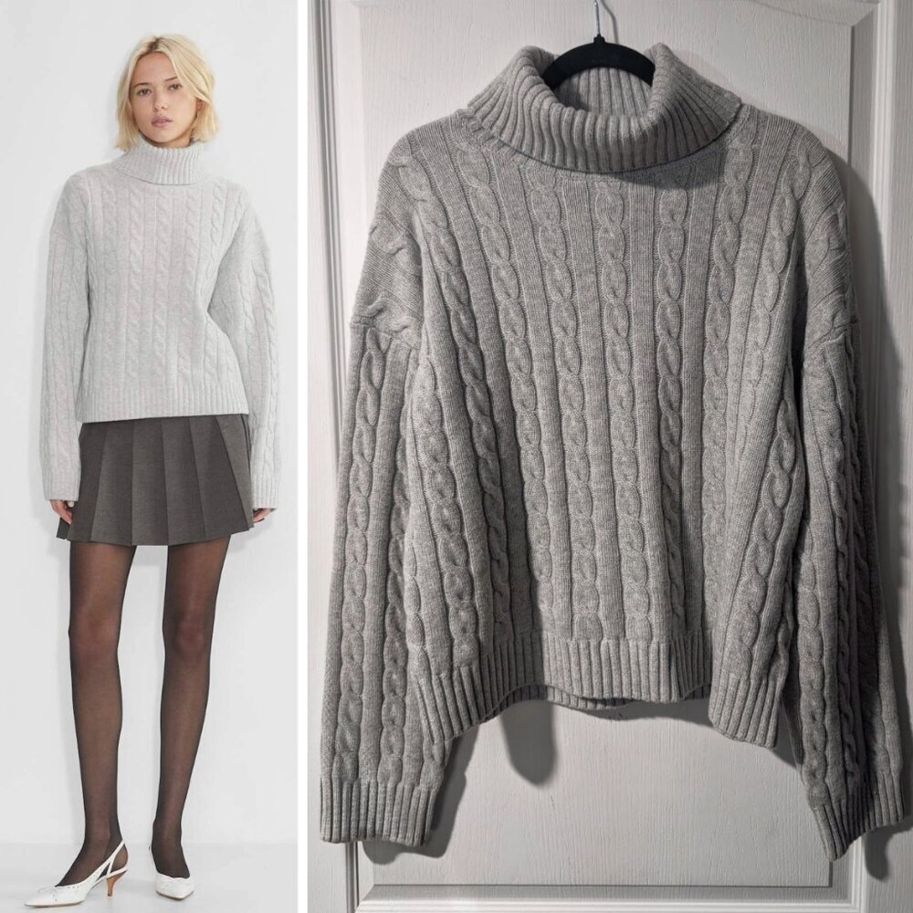 Aritzia Sunday Best | Silverstone Merino Wool Turtleneck Sweater Heather Chrome